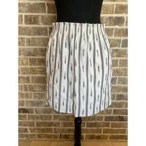 J. Crew elastic waist paper bag skirt aztec geometric pattern ivory and gray 8